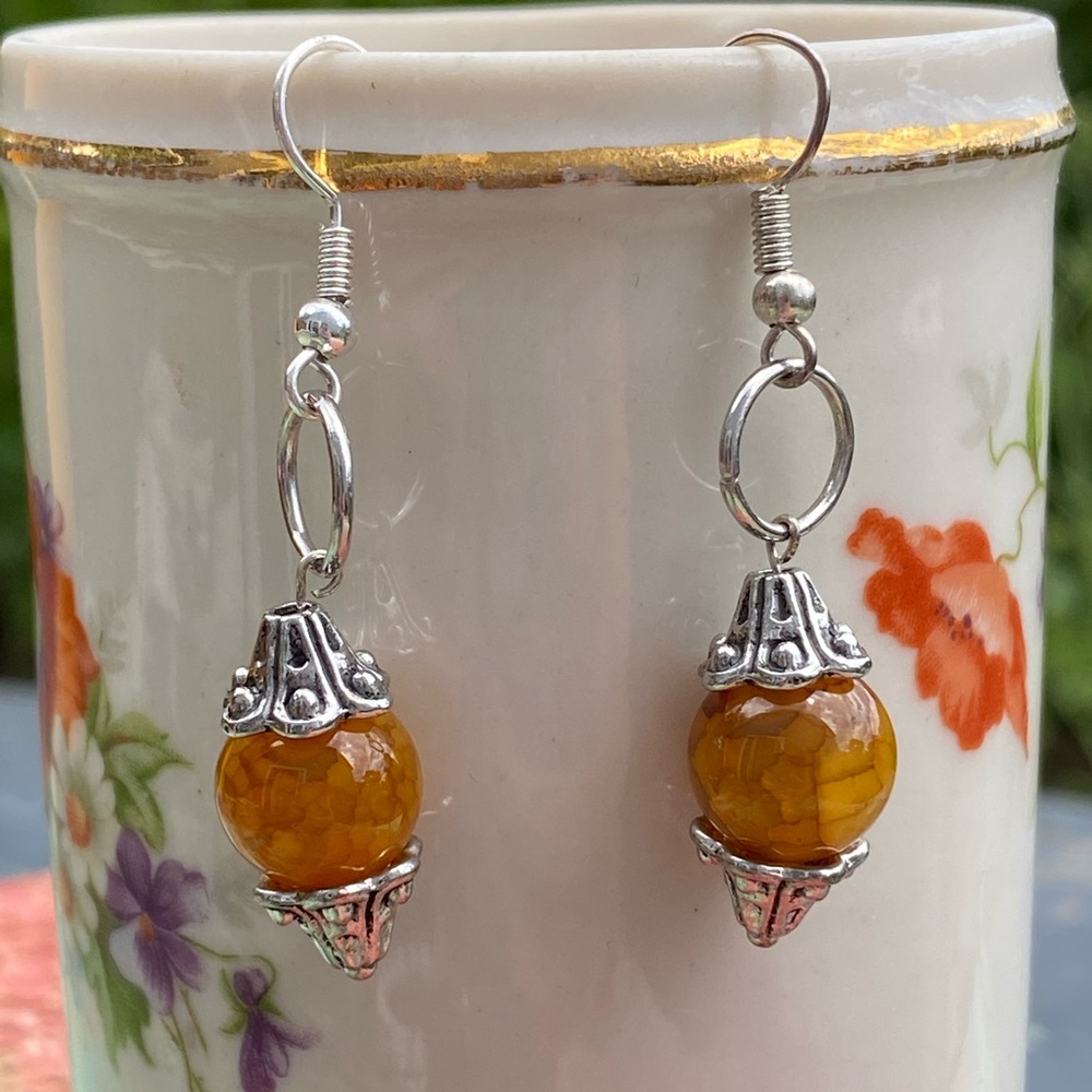 Yellow Dragon’s Vein Drop Earrings